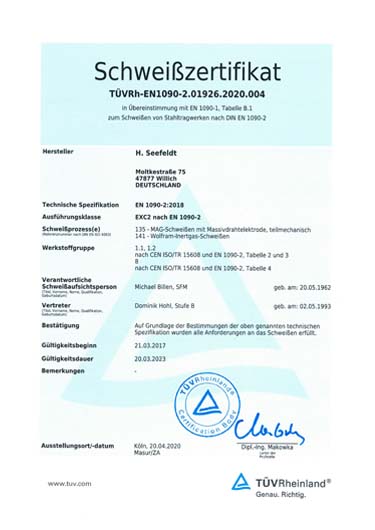 Schweißzertifikat ansehen